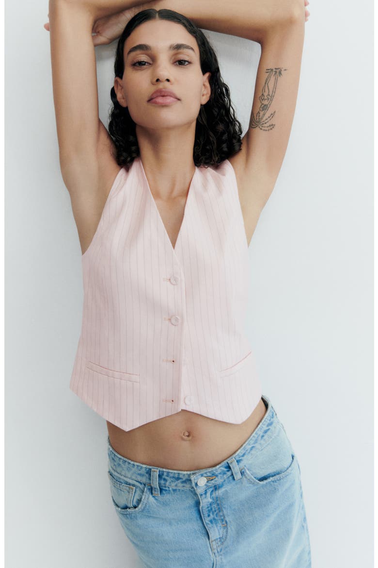 Stripe Vest, Alternate, color, PASTEL PINK
