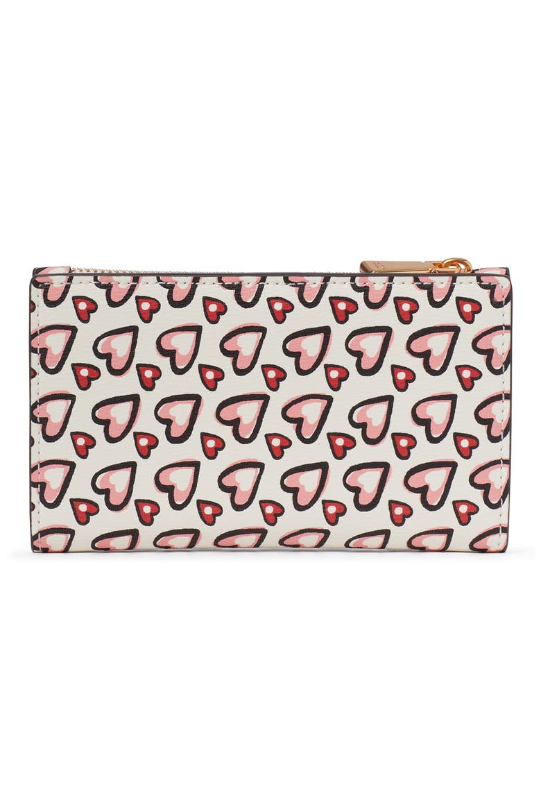 small morgan valentine's day print slim bifold wallet, Alternate, color, CREAM MULTI