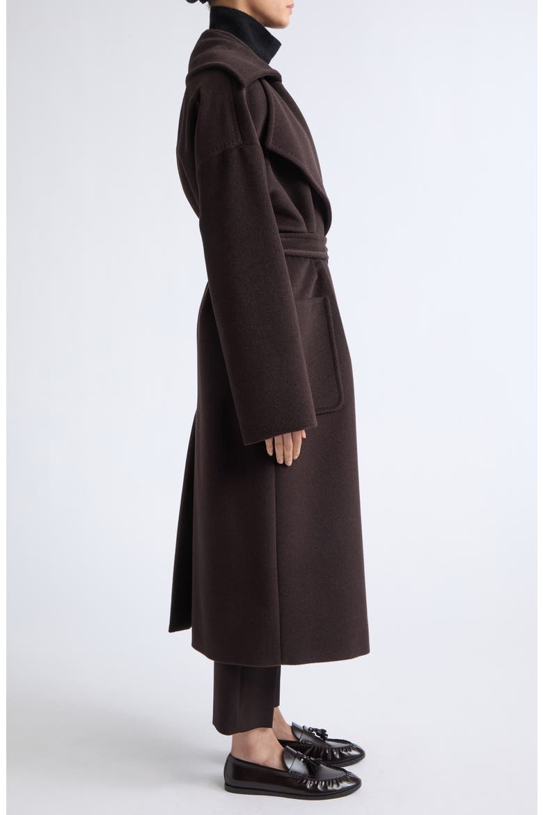 Panda Belted Virgin Wool, Alpaca & Cashmere Coat, Alternate, color, DARK BROWN