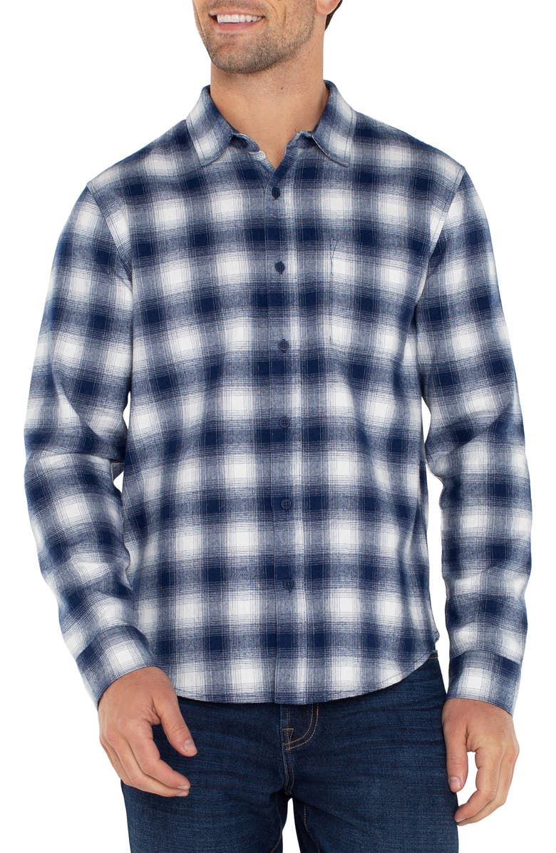Liverpool Plaid Button-Up Shirt, Main, color, 