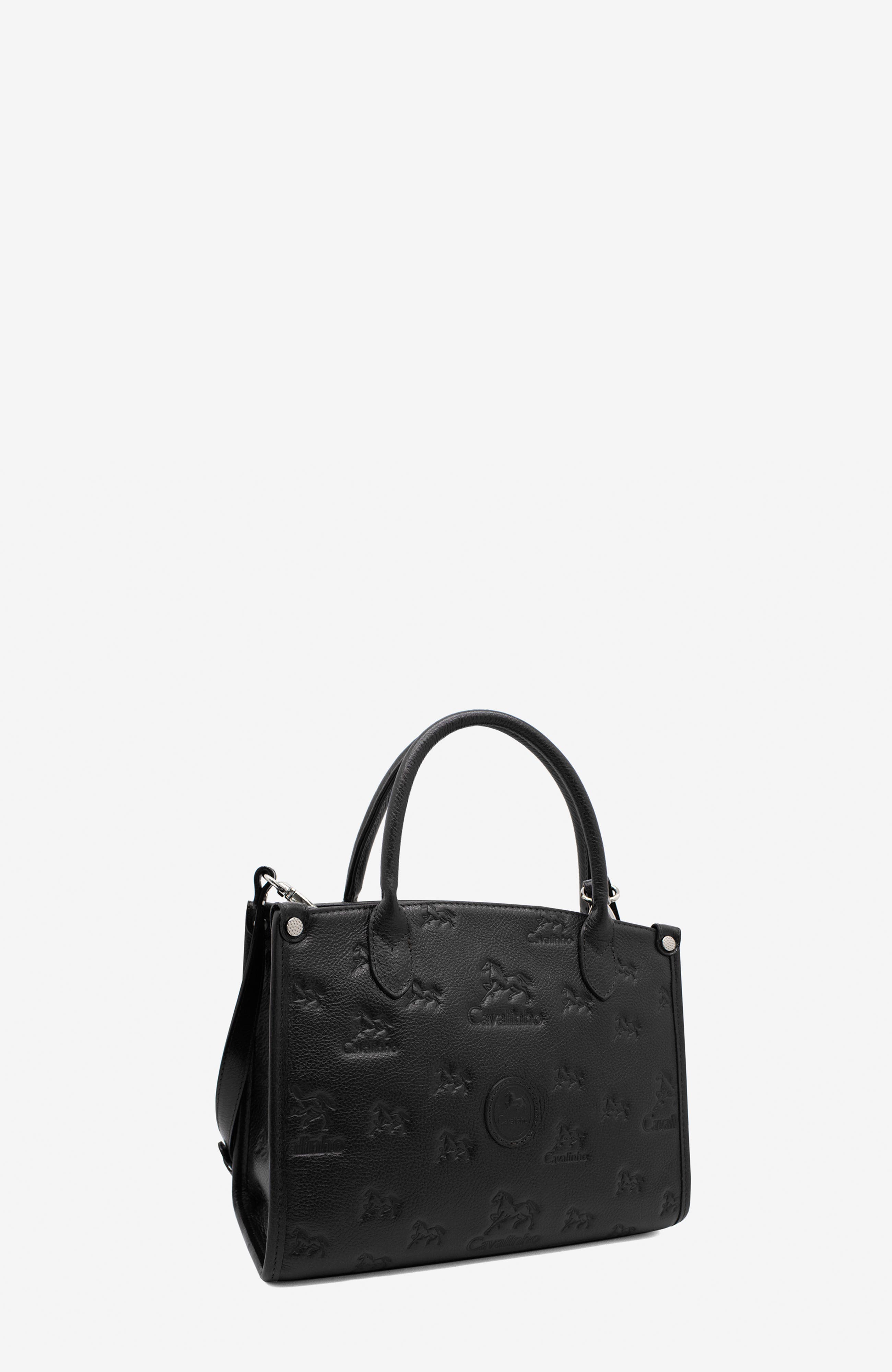 Cavalo Lusitano 480 Embossed Leather Handbag, Alternate, color, Black