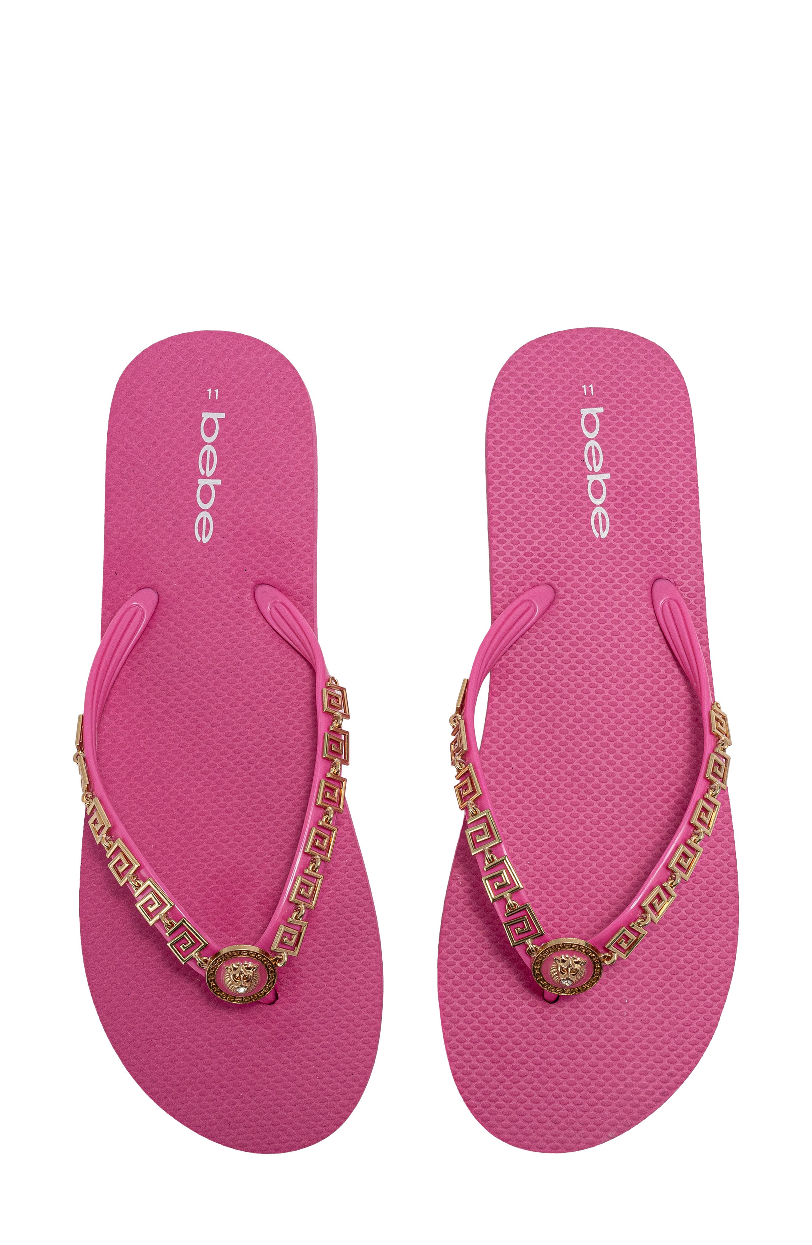 Lion Charm Thong Flip Flop, Alternate, color, FUCHSIA
