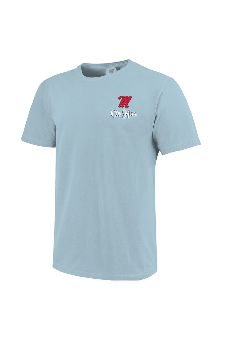 Women's Blue Ole Miss Rebels Comfort Colors Campus Scene Drawing Script T-Shirt, Alternate, color, Blue