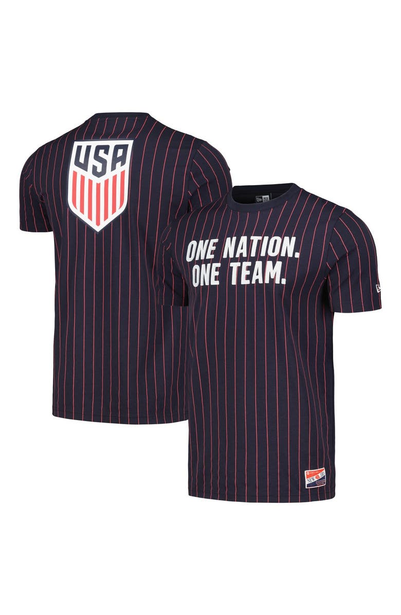 5TH AND OCEAN BY NEW ERA Men's 5th & Ocean by New Era Navy USMNT Throwback Pinstripe T-Shirt, Alternate, color, Navy