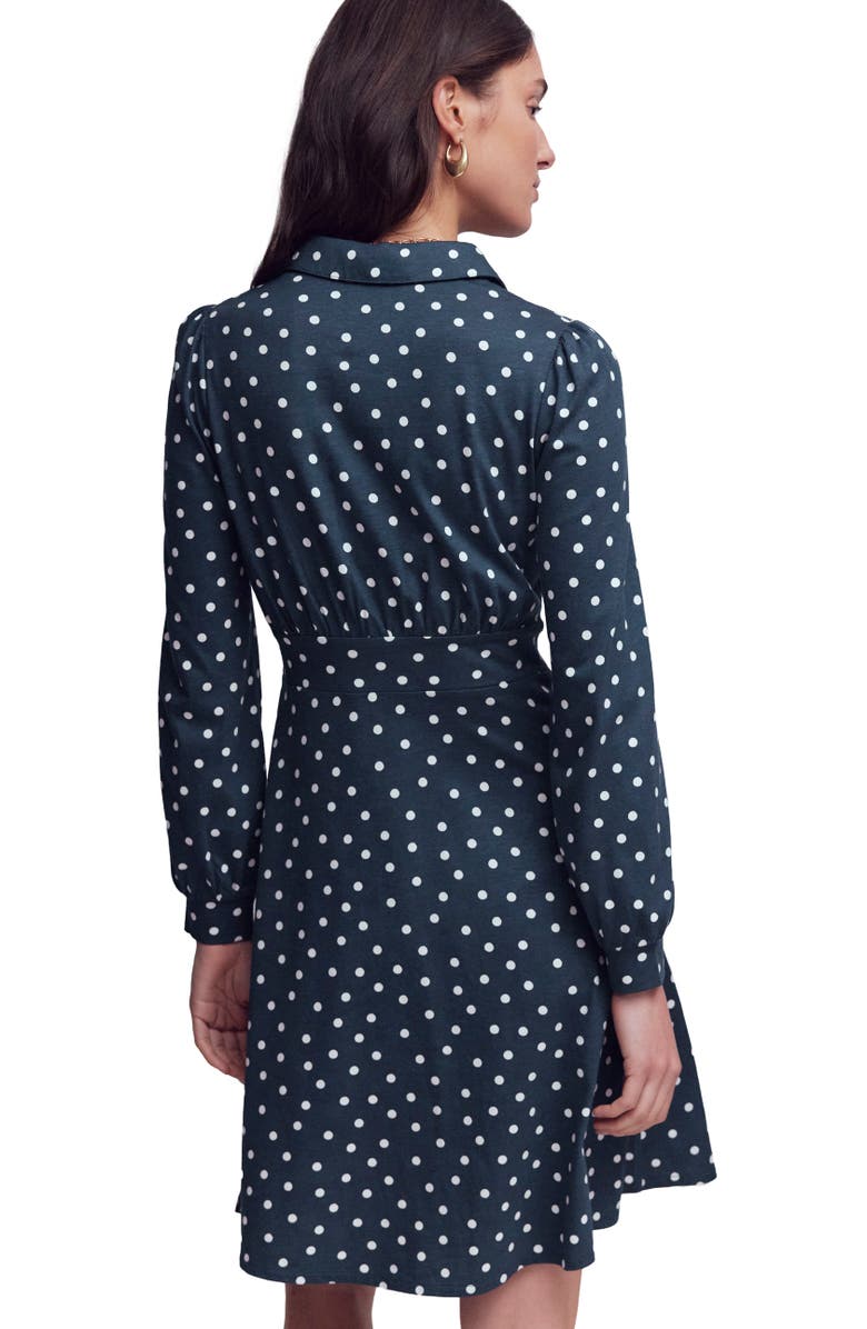 Boden Orla Jersey Shirtdress, Alternate, color, French Navy Spaced Painted Dot