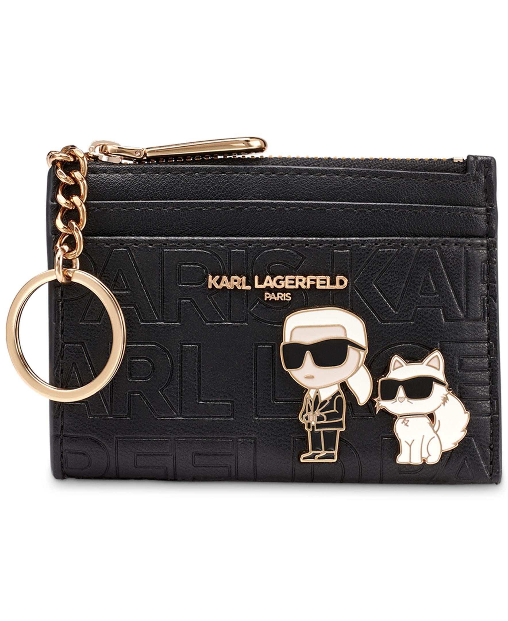 KARL LAGERFELD PARIS Slg Card Case, Main, color, Black/Gold