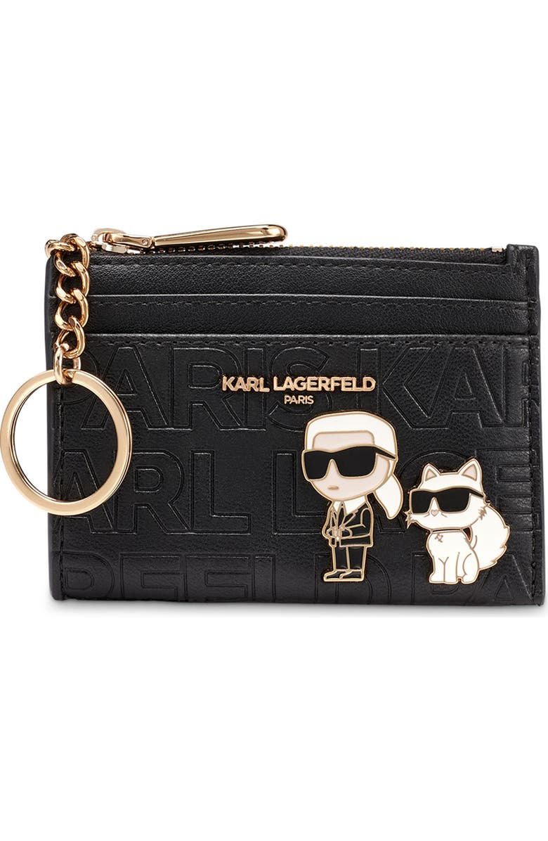 KARL LAGERFELD PARIS Slg Card Case, Main, color, Black/Gold