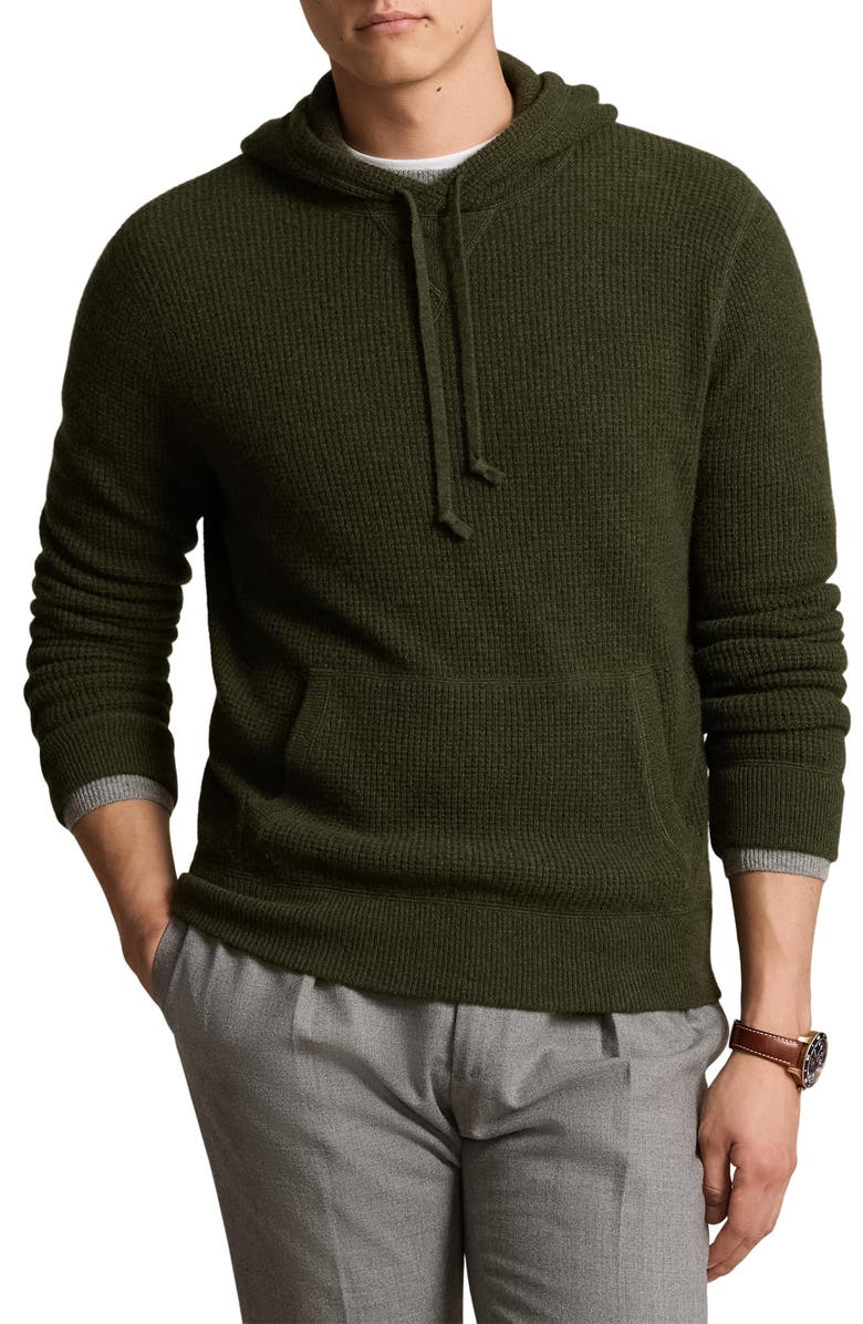 Polo Ralph Lauren Waffle Knit Cashmere Hoodie, Main, color, 