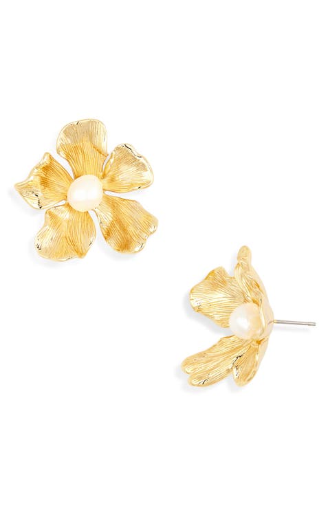 Pearl Flower Stud Earrings