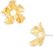 Kenneth Jay Lane Pearl Flower Stud Earrings