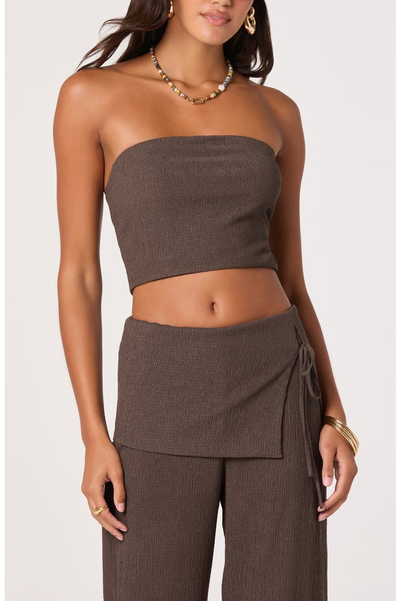 Anoka Smocked Strapless Crop Top, Alternate, color, TRUFFLE