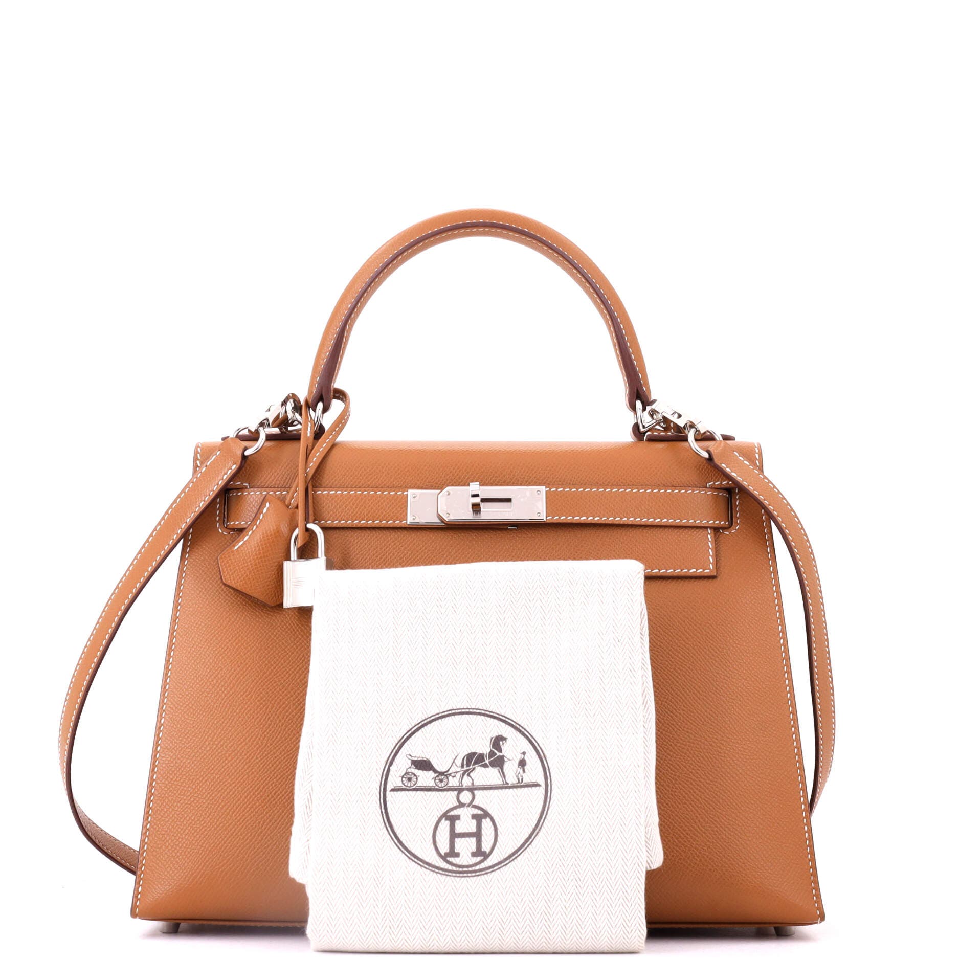 Kelly Handbag Brown Epsom with Palladium Hardware 28, Alternate, color, Metallic Gold