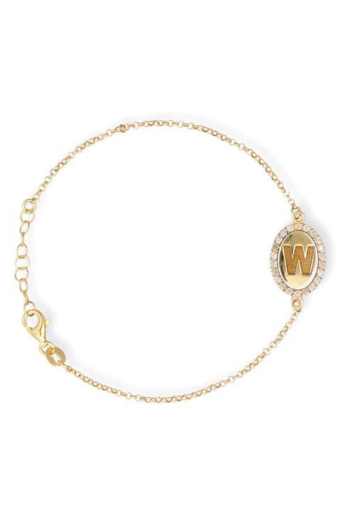Diamond Initial Disc Bracelet
