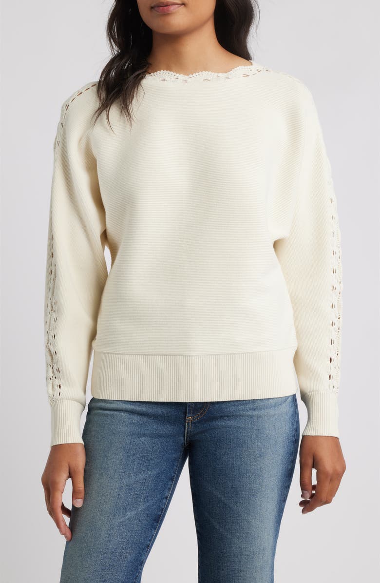 Elie Tahari The Juniper Dolman Sleeve Top, Main, color, Vanilla