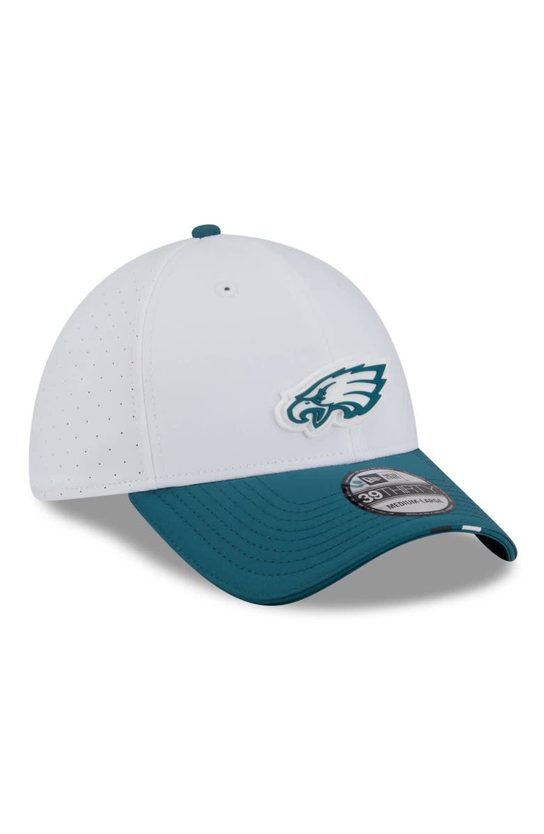 New Era Men's New Era White/Midnight Green Philadelphia Eagles 2025 NFL Training Camp 39THIRTY Flex Hat, Alternate, color, White