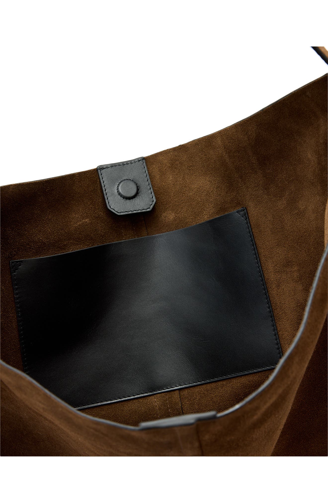 AllSaints Asha Suede Shoulder Bag, Alternate, color, Fango Brown