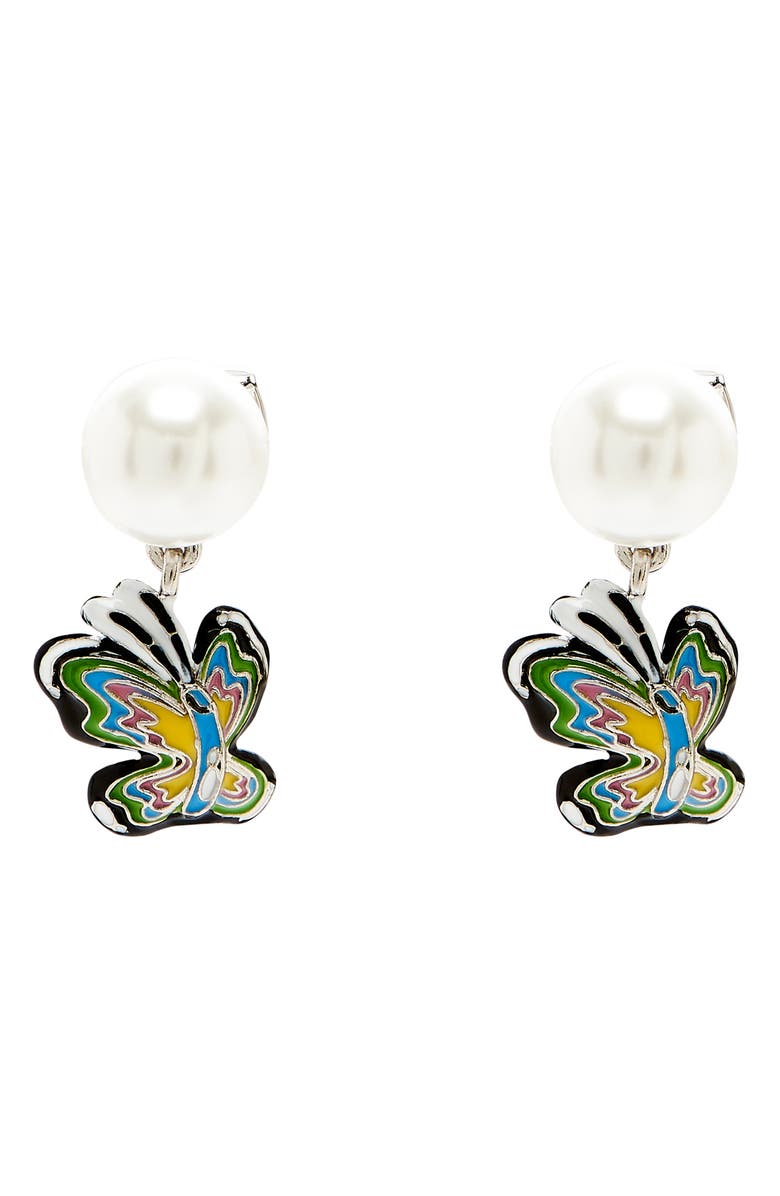 Marc Jacobs Butterfly Faux Pearl Drop Earrings, Main, color,