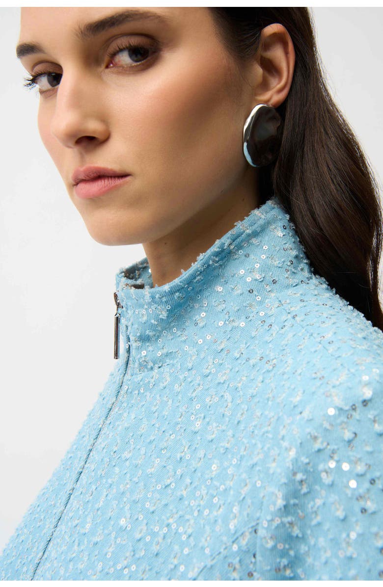 JOSEPH RIBKOFF Denim Jacket With Allover Sequins, Alternate, color, Sky Blue
