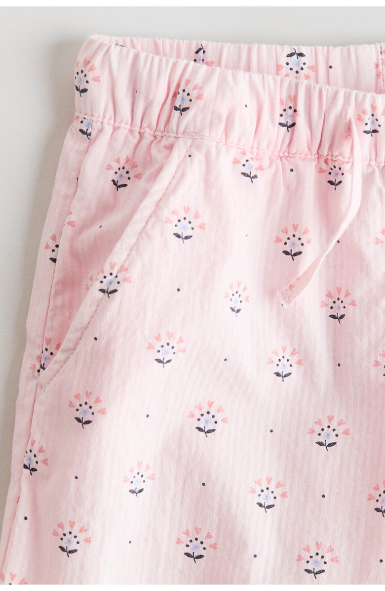 H&M Lace-trimmed Seersucker Trousers, Alternate, color, Light Pink/Floral