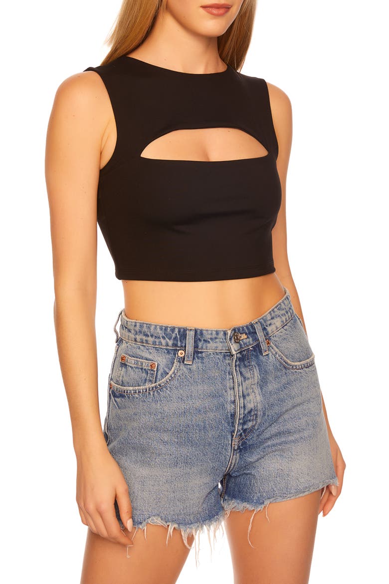 Cutout Crop Tank, Alternate, color, BLACK
