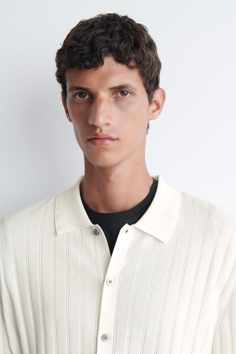 Ribbed-knit Cotton Shirt, Alternate, color, WHITE