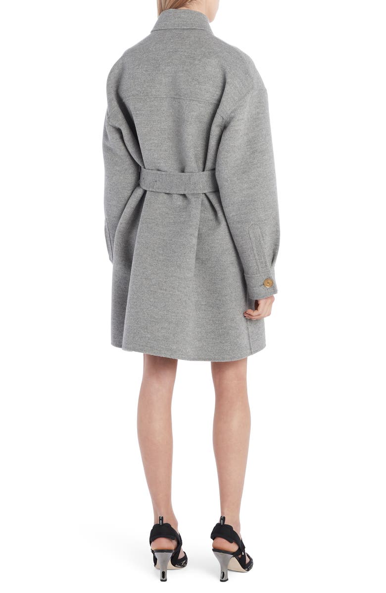 Fendi FF Logo Belted Fleece Wool & Silk Coat, Alternate, color, 