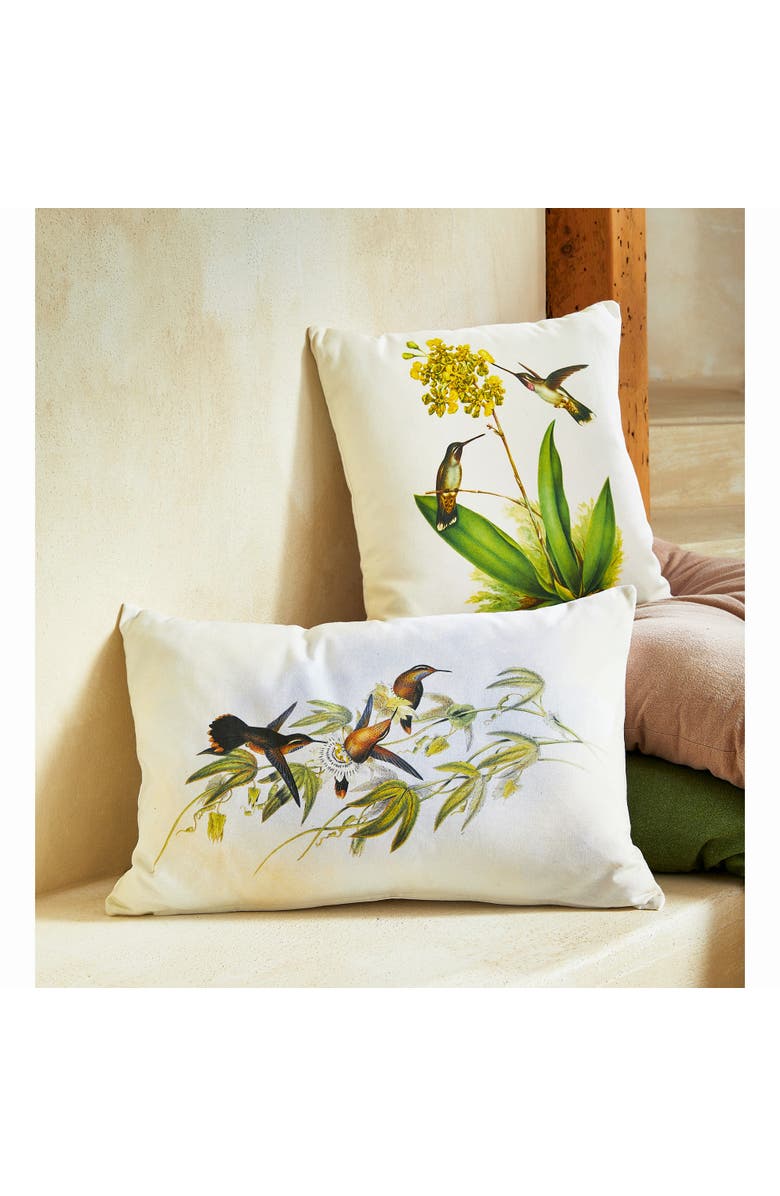 tag Hummingbird Lumbar Cotton Accent Decorative Throw Pillow, Alternate, color, White