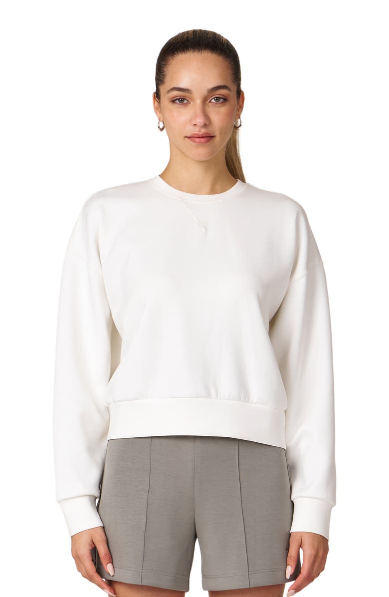Rebody Active Essential Scuba Knit Crewneck Sweatshirt, Main, color, White
