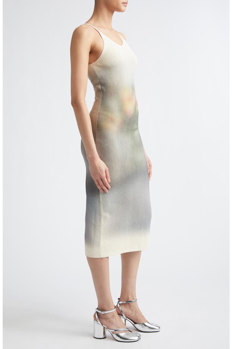 Print Cotton Rib Sweater Dress, Alternate, color, ECRU