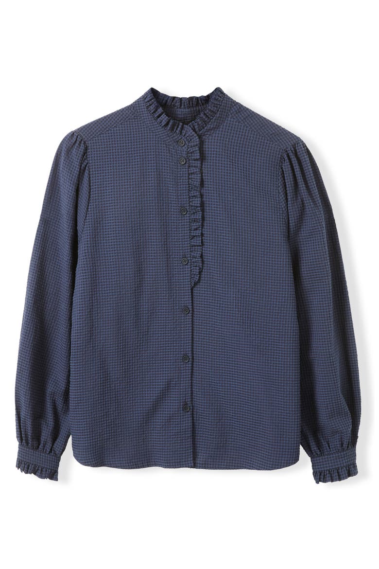 Textured Frill Collar Blouse, Alternate, color, Dark Navy