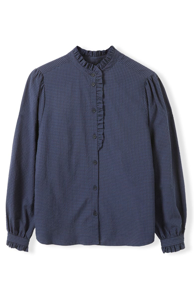 Celtic & Co. Textured Frill Collar Blouse, Alternate, color, Dark Navy