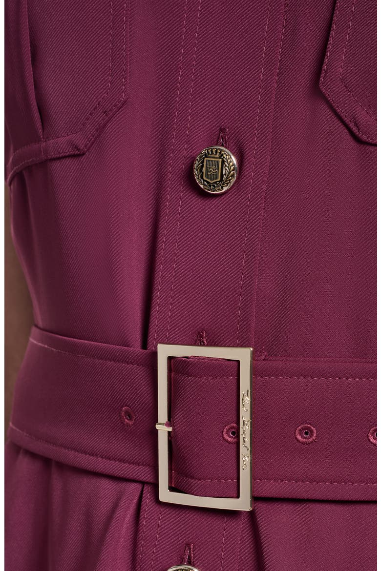 Belted Crepe Shirtdress, Alternate, color, PORT