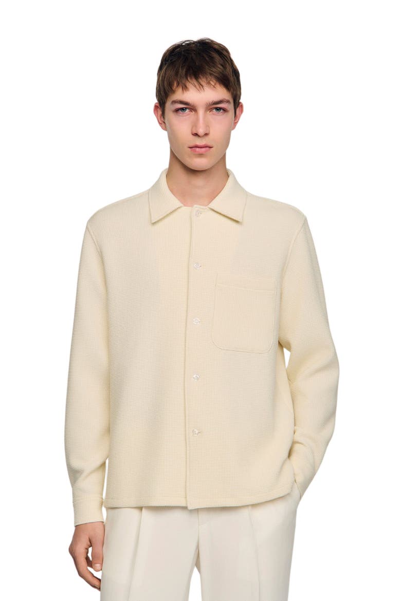Textured shark collar shirt, Main, color, Ecru