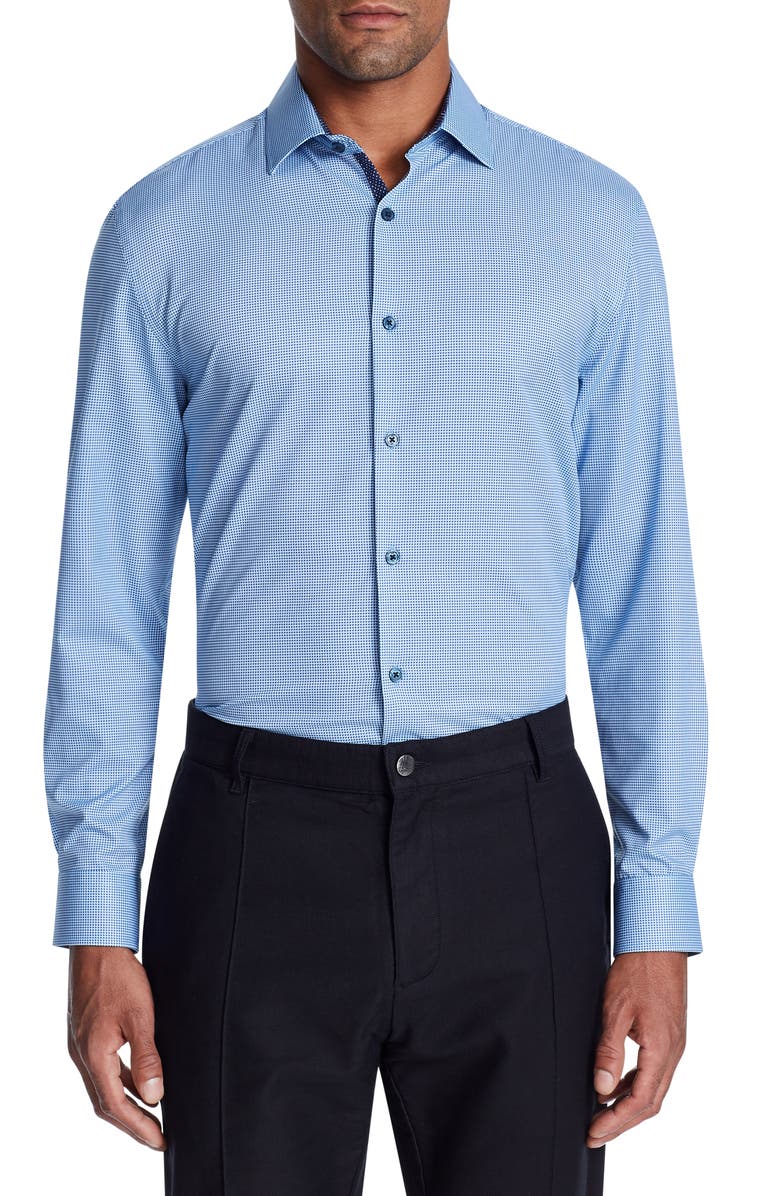W.R.K Trim Fit Performance Stretch Houndstooth Dress Shirt, Main, color, 