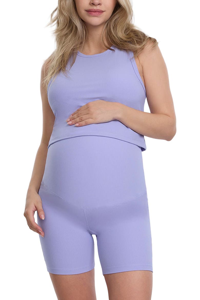 Crew Neck Racerback Cropped Maternity Tank, Main, color, Sweet Lavender
