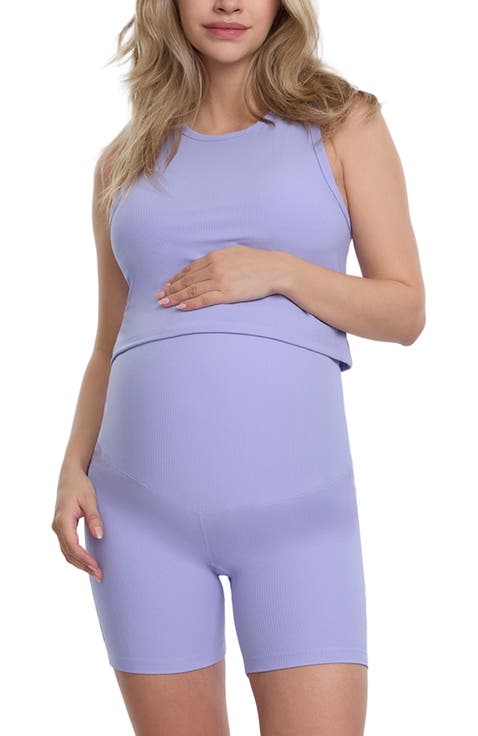 Crew Neck Racerback Cropped Maternity Tank