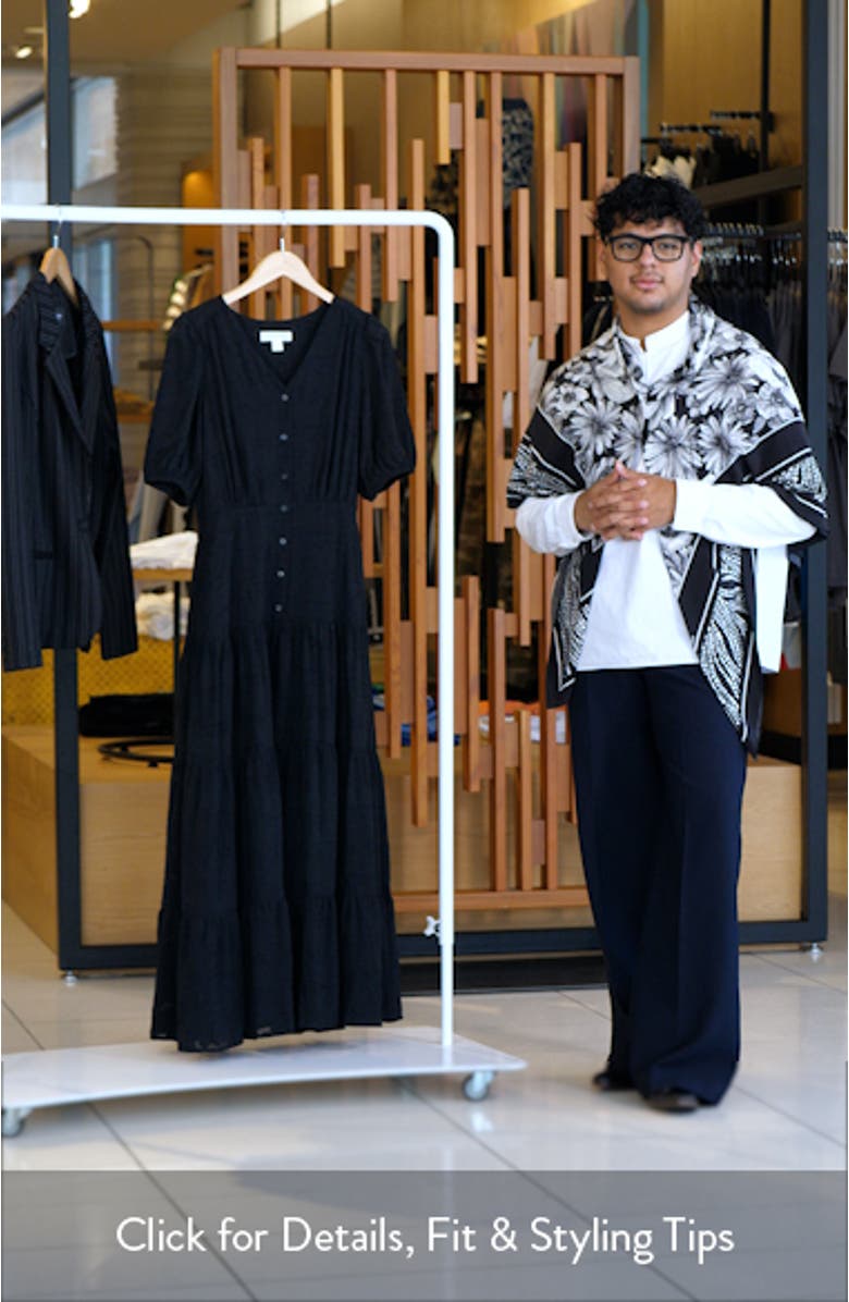 Puff Sleeve Tiered Jacquard Maxi Dress, sales video thumbnail