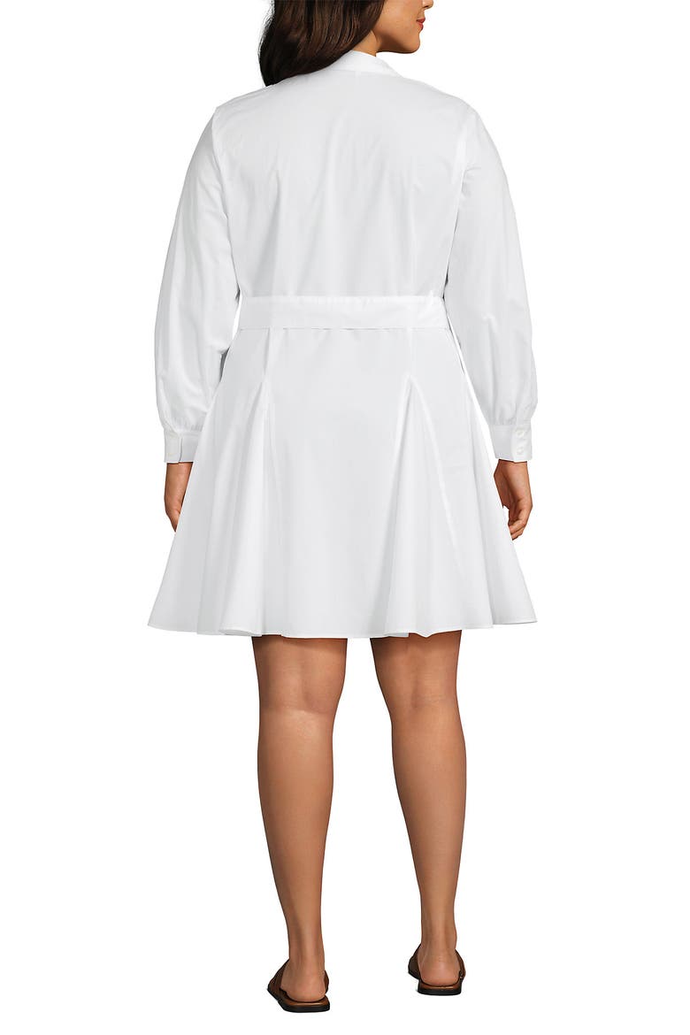 Poplin Button Front Dress with Godets, Alternate, color, White/Coral Red Painted Posies