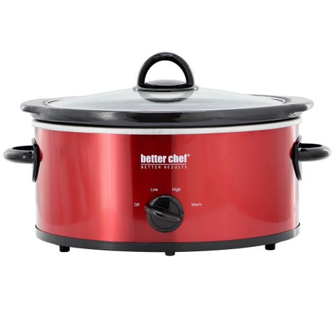 3 Quart Oval Slow Cooker Removable Stoneware Crock Red
