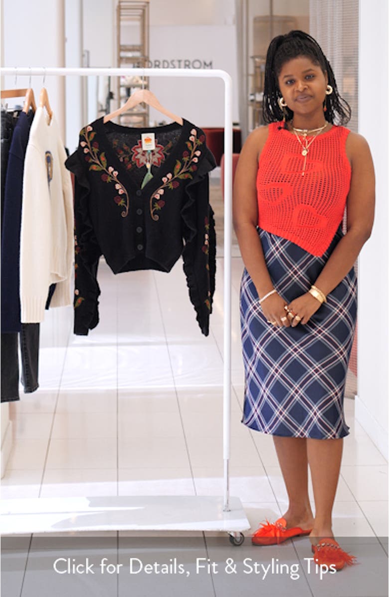 Berry Embroidered Ruffle Cardigan, sales video thumbnail