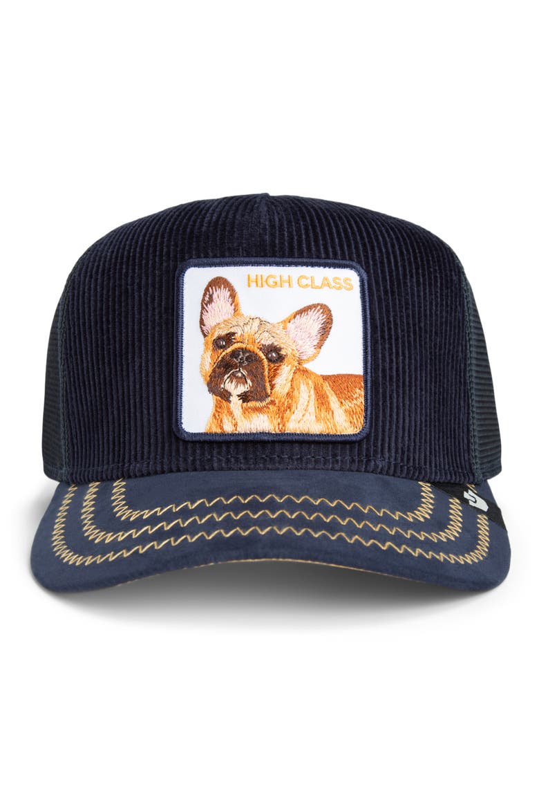 High Class Remix Dog Patch Snapback Trucker Hat, Main, color, MULTI COLOR