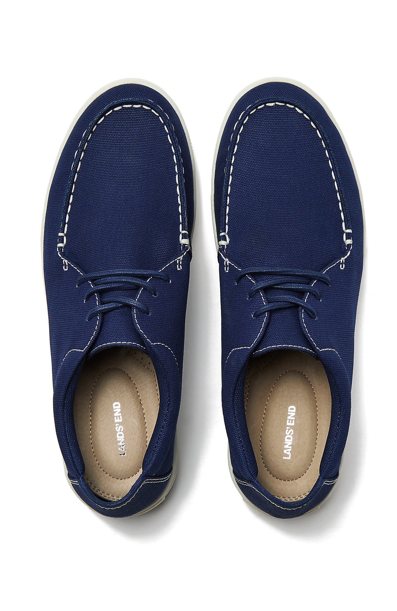 Lands' End Moc Toe Canvas Lace Up Sneakers, Alternate, color, 