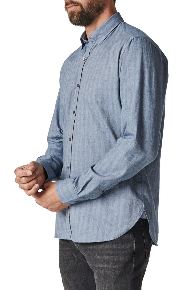 34 Heritage Cotton Herringbone Button-Up Shirt, Alternate, color, Blue