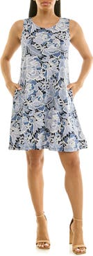 Nina Leonard Sleeveless Trapeze Dress