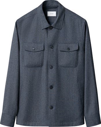 Eton Merino Wool Flannel Overshirt Nordstrom