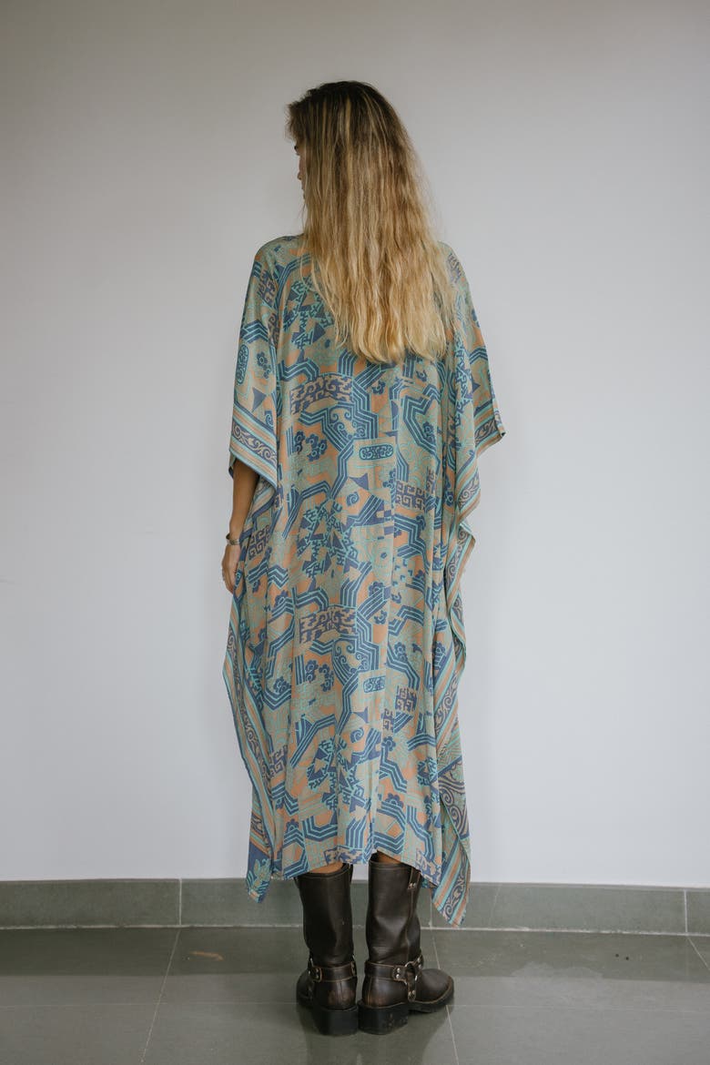 Long Caftan Marley, Alternate, color, Blue Print