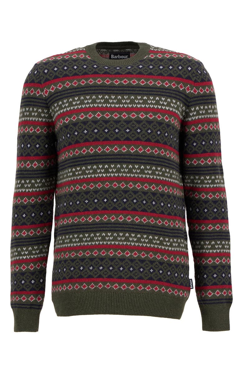 Barbour Easdale Fair Isle Wool & Cotton Crewneck Sweater, Alternate, color, Duffle Bag