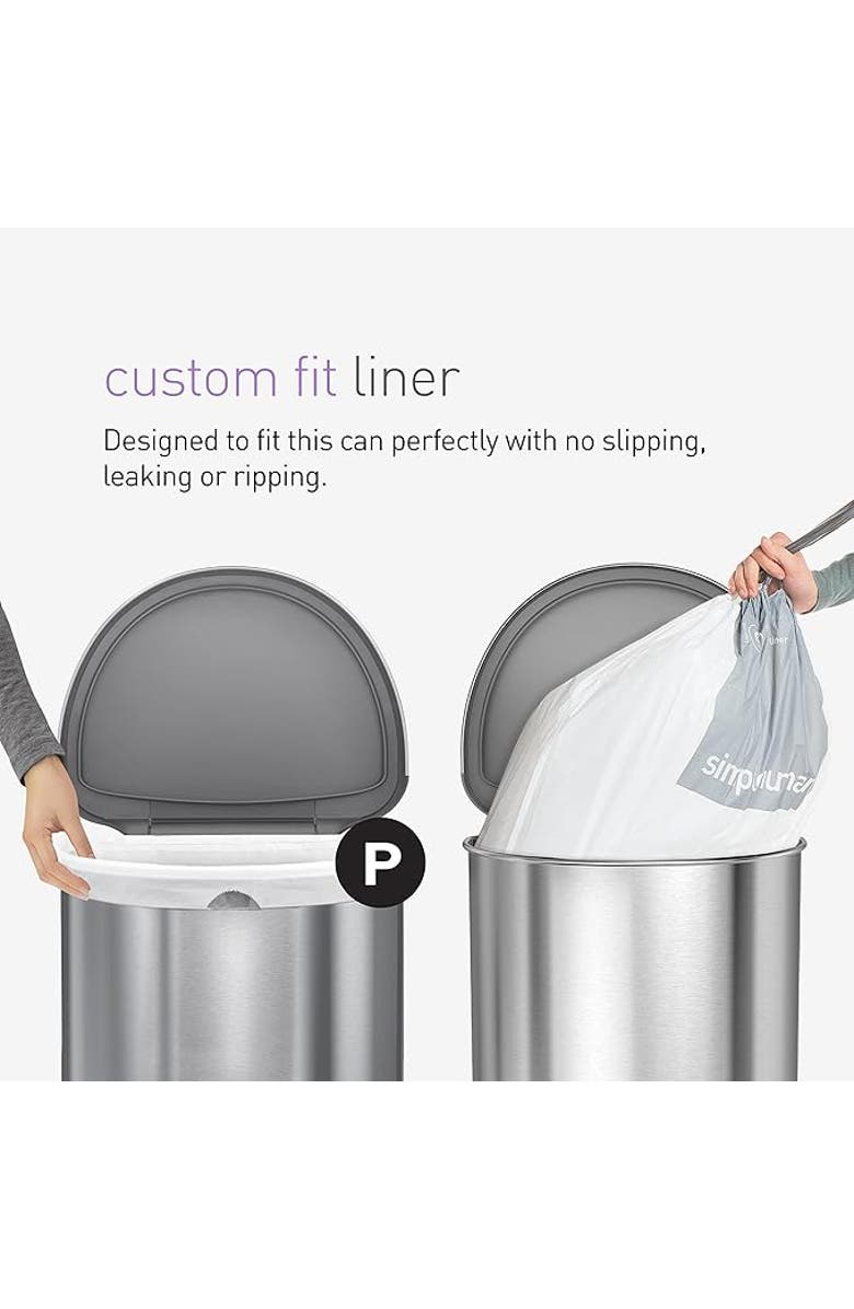 simplehuman Code P Custom Fit Liners with Quick Dispense Packs, Alternate, color, 100 Liners