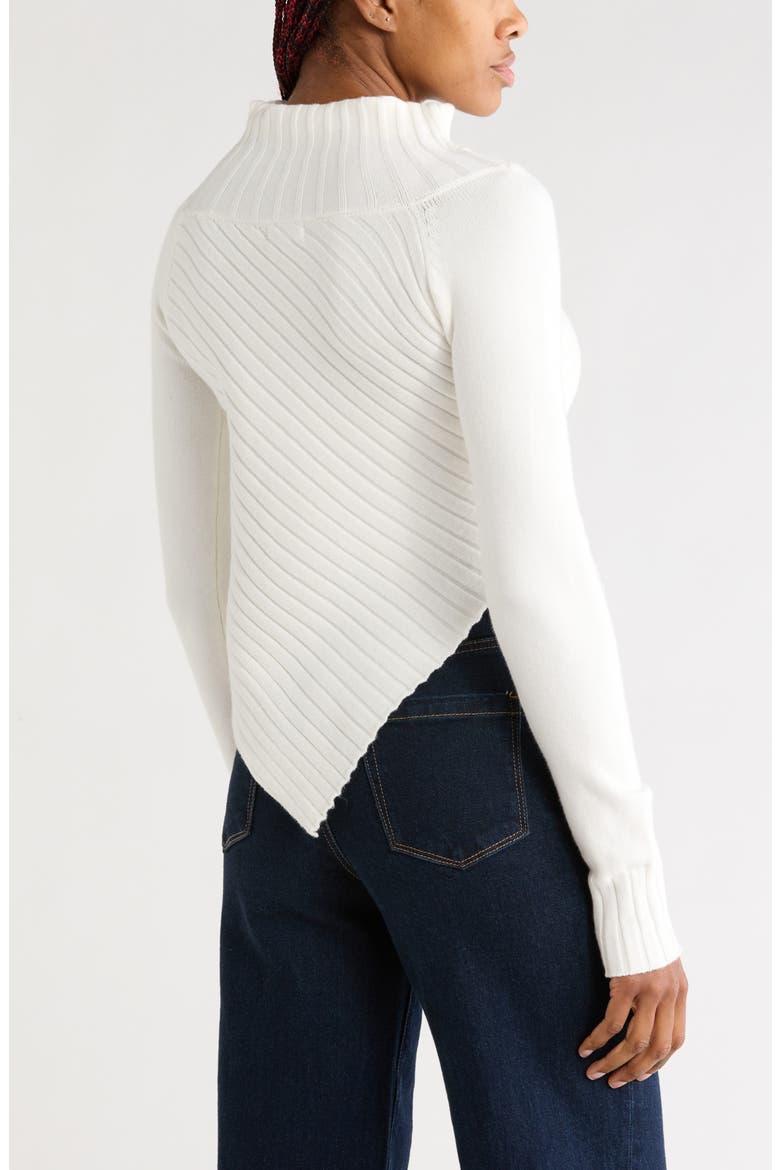 Ursula Asymmetric Hem Mock Neck Sweater, Alternate, color, WHITE