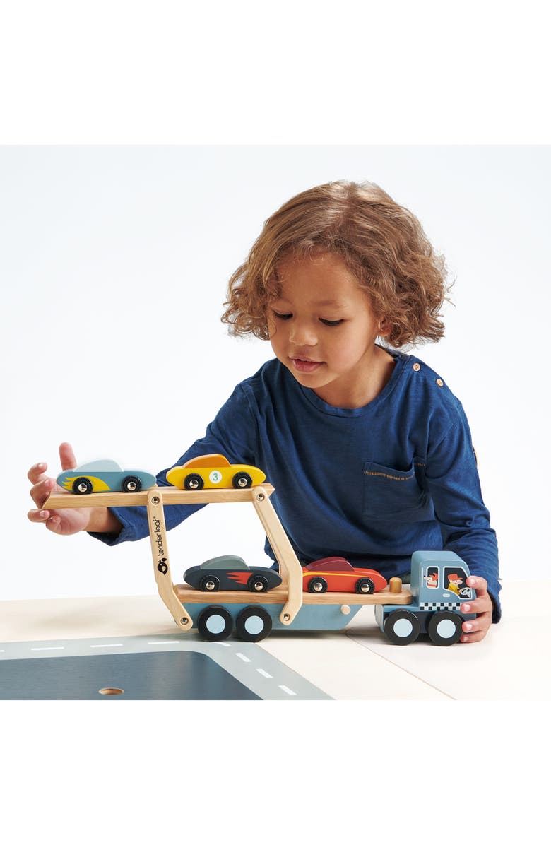 Tender Leaf Toys Car Transporter Wooden Toy Set, Alternate, color, Multi